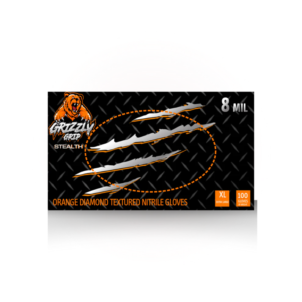 Grizzly GRZ-OR-8 Orange diamond grip nitrile gloves, 8 mil