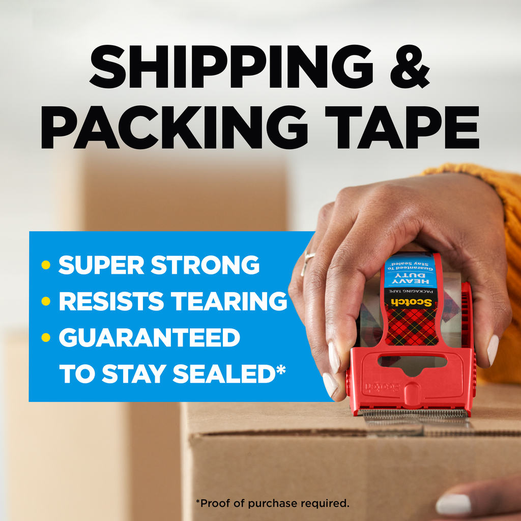 Scotch 142L Heavy Duty Shipping Packaging Tape with Dispenser, 1.88 in x 27.7 yd, 1 Roll