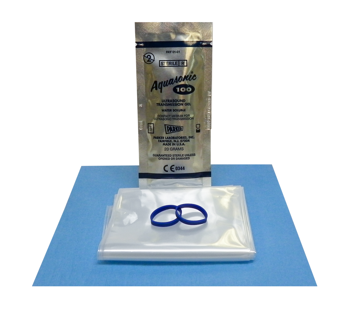 Aspen Surgical 1-519-1240 Protek™ Gerneral Purpose Probe Cover Kits: Probe Cover (3D), 4" x 4", Sterile Gel, 2 Bands, 1/pouch, 24 pouch/bx