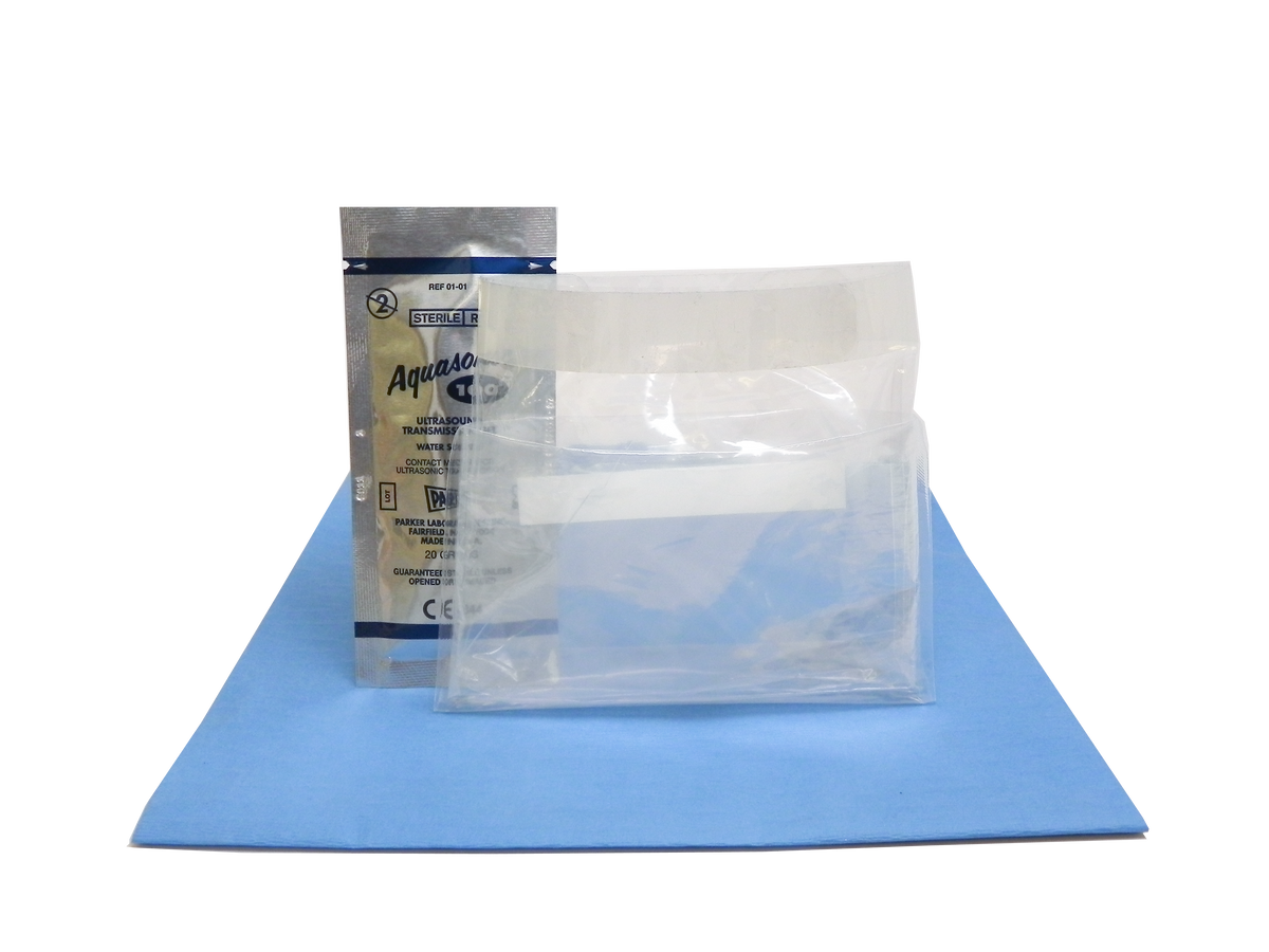 Aspen Surgical 1-519-1512 Wireless Probe Cover Kits, 5" x 12", Sterile Gel, (2) Bands, 24/bx