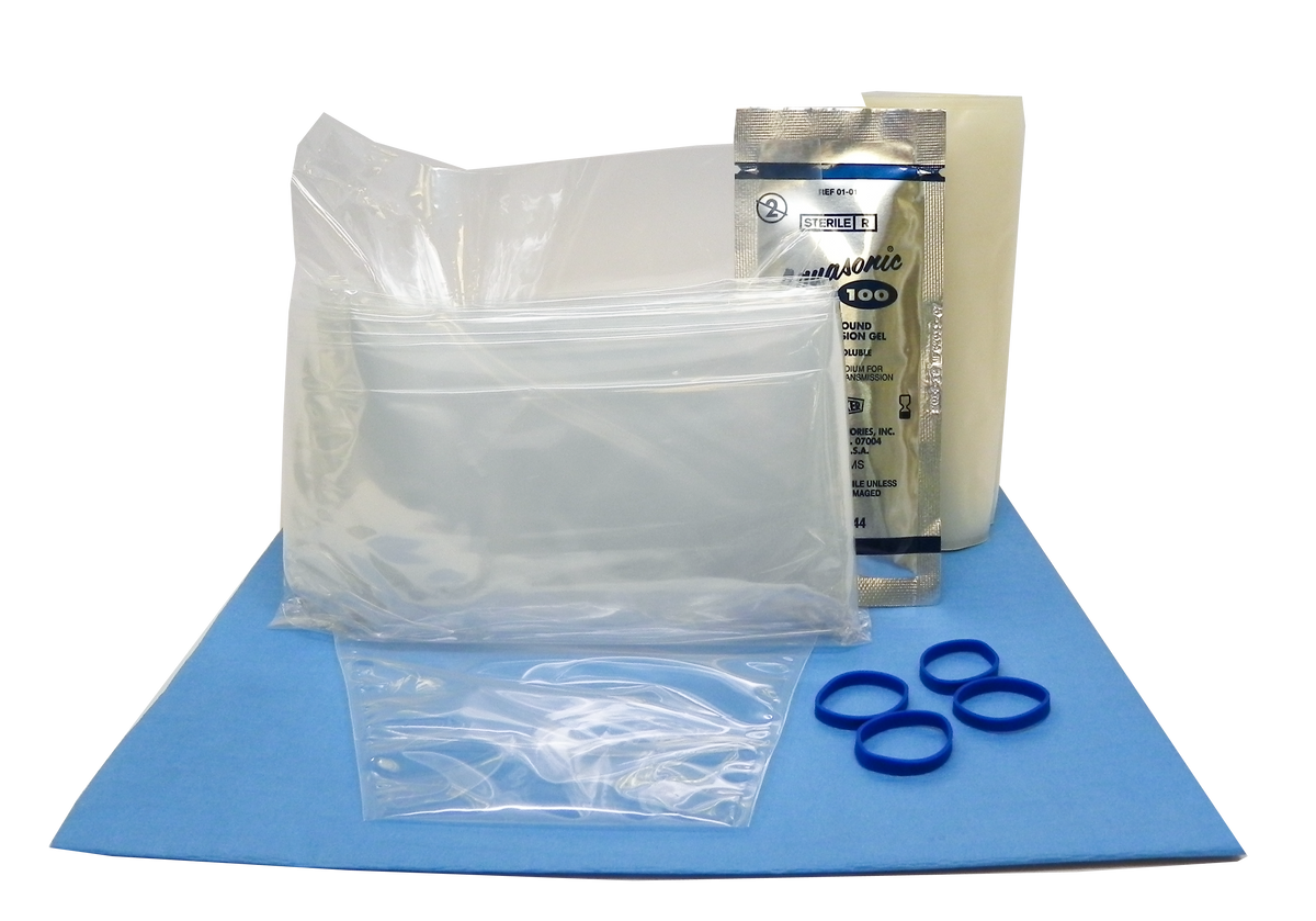 Aspen Surgical 1-519-1934 Protek Telescopically-folded Probe Cover Kits: Telescopically-Folded Surgical Probe Cover Kit, 6"-3" x 96", 5.5" x 12" Polyurethane Probe Cover, Sterile Gel, (4) Bands, 24/bx