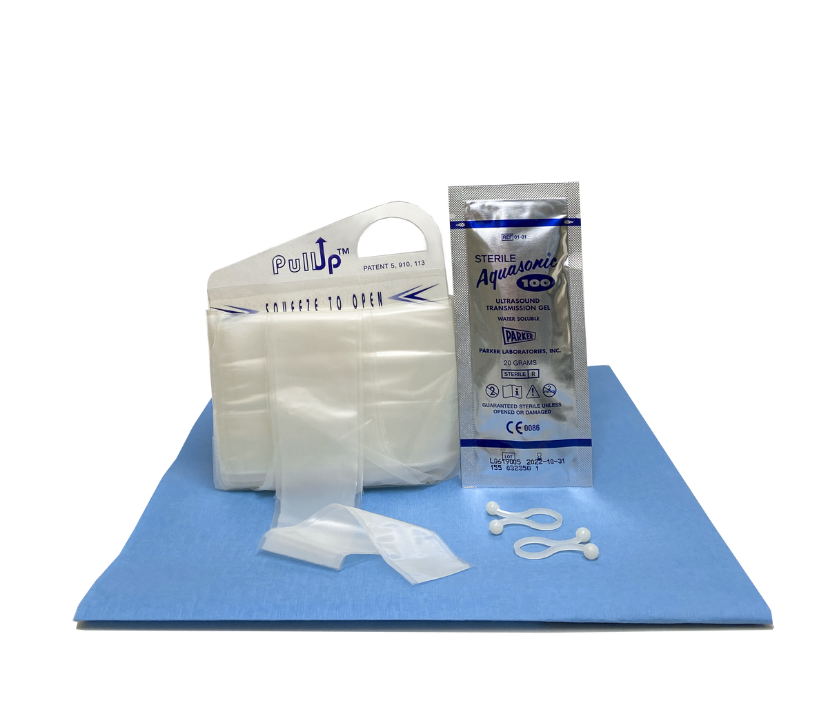 Aspen Surgical 1-519-2016 Protek Pullup Probe Cover W/form-fit Tip, Sterile Gel, (2) Clips, 5"-0.39" x 96", 10/bx