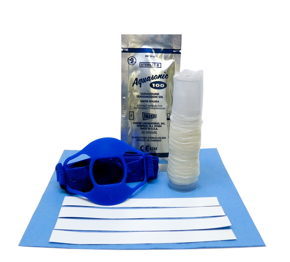 Aspen Surgical 1-519-2145 Protek Transesophageal Probe Cover Kits: Transesophageal Probe Cover (on Applicator), Bite Block, Sterile Gel, (4) Tapes, Non-Sterile, 12/bx
