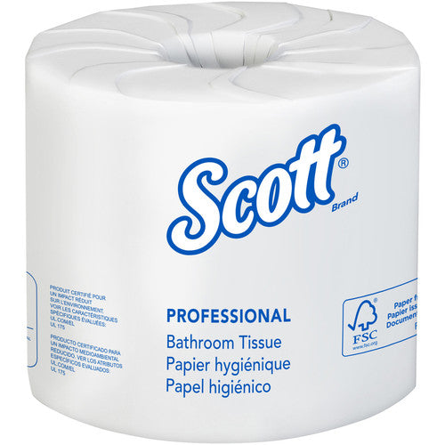Scott 13217 Professional 100% Recycled Fiber Standard Roll Toilet Paper, 2-Ply, 80 Rolls