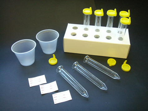 Uri-Pak Urine Collection System, 12mL Flared Top Urine Tube, Yellow Snap Caps with Sanitary Grip, Collection Cups, ID Labels & Rack
