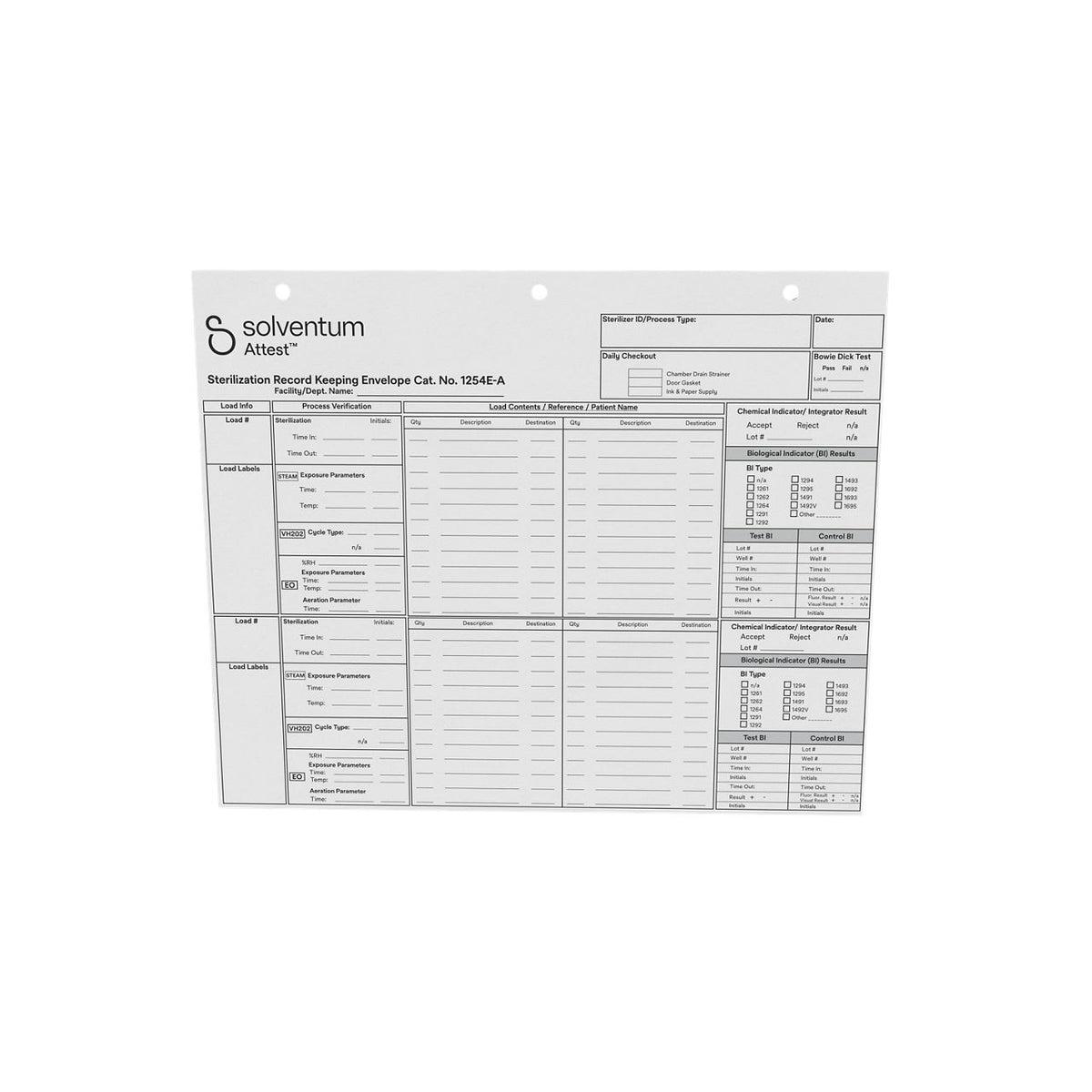 Solventum™ Attest™ Sterilization record keeping envelope, 1254E-A, 100/PAC