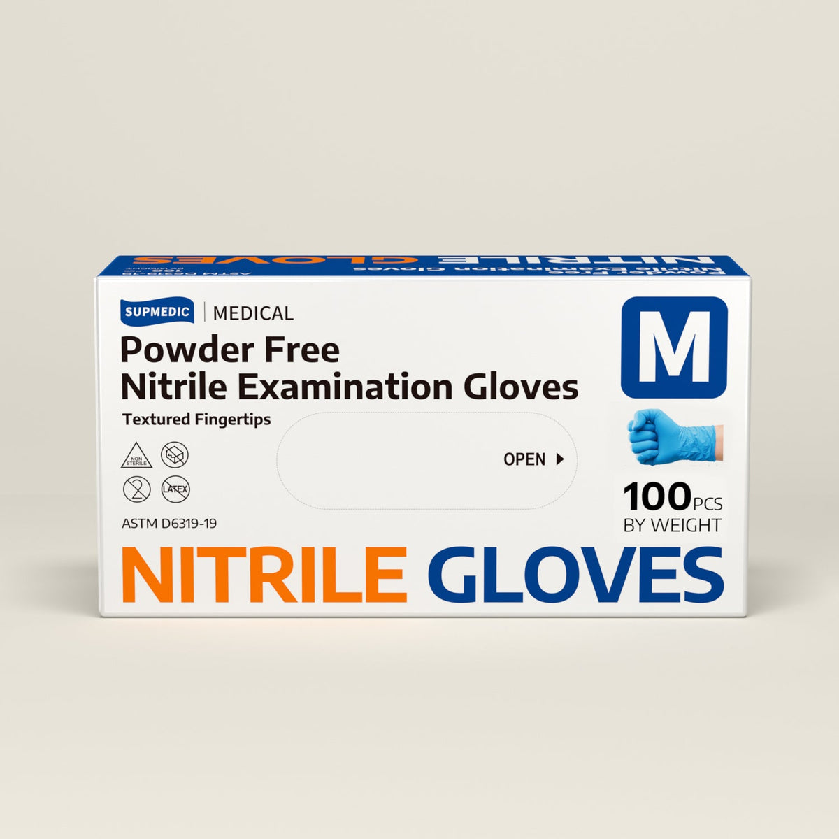 Supmedic KSG-SUP-1061 Soft Max Nitrile Exam Gloves, Blue, Powder-Free, 100 Count