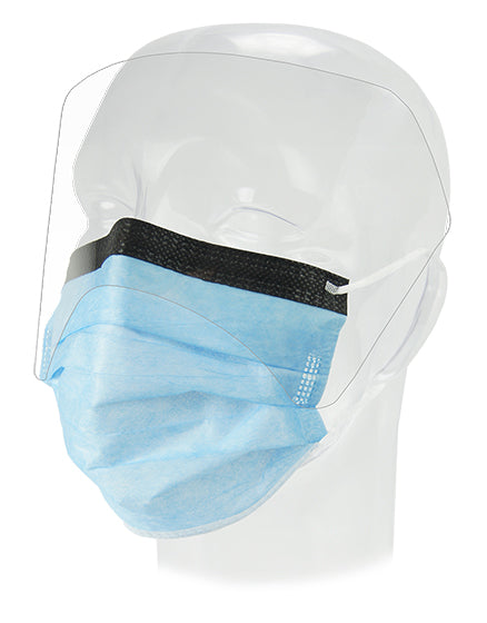 Aspen Surgical 14410 Procedure Mask, Procedure, FluidGard® 160, Anti-Fog, w/ Extended Shield, Blue