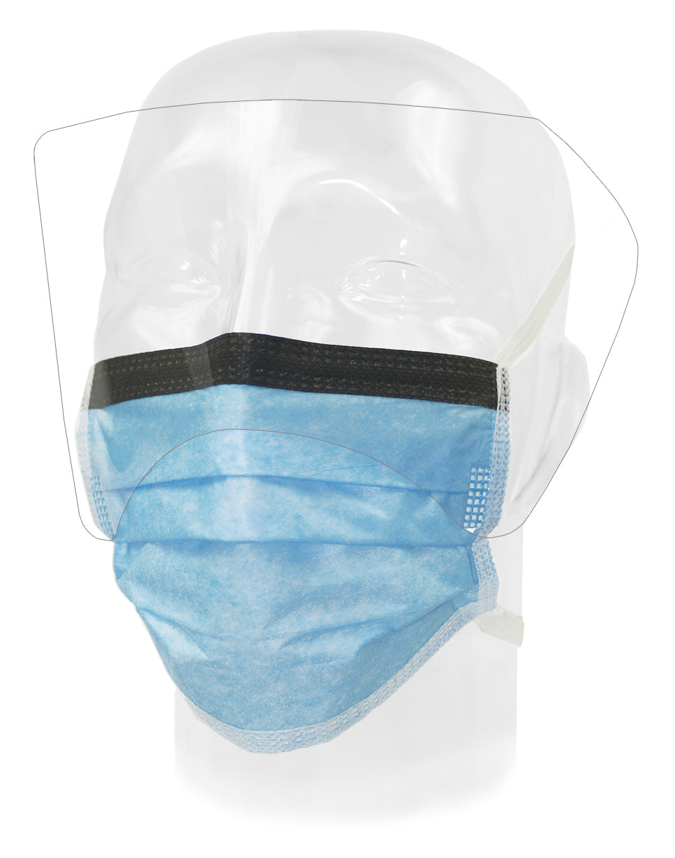 Aspen Surgical 14430 Mask, Surgical, FluidGard® 160, Anti-Fog, w/ Extended Shield, Blue