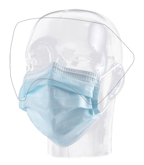 Aspen Surgical 15116 Procedure Mask, Procedure, w/ Anti-Glare Shield, Blue