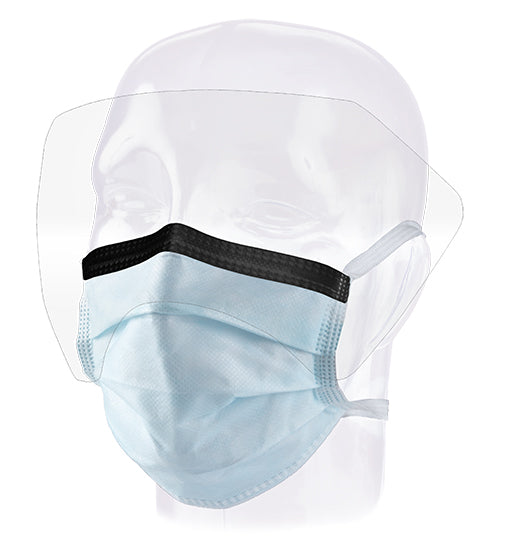 Aspen Surgical 15930 Mask, Surgical, FluidGard® 120 Anti-Fog, w/ Extended Shield, Blue,100/cs