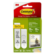 3M Command 17209-28ES Assorted Picture Hanging Strips, White, 28 Pairs (16 Large, 12 Medium)