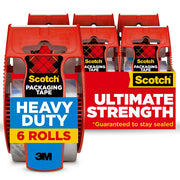 Scotch 142-6 Heavy Duty Shipping Packaging Tape with Dispenser, 1.88 in x 22.2 yd, Clear, 6 Rolls