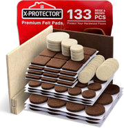 X-PROTECTOR CB-1T54-LS52 Felt Furniture Pads, 133 Piece Assorted Set, Brown and Beige