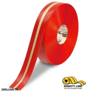 Mighty Line 2 in Red MightyGlow with Luminescent Center Line, 100 ft Roll, Safety Floor Tape