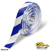 Mighty Line 2 in White Floor Tape with Blue Chevrons, 100 ft Roll