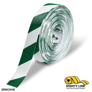 Mighty Line 2 in White Tape with Green Chevrons, 100 ft Roll, Safety Floor Tape
