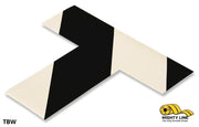 Mighty Line 2 in Wide Solid WHITE T With Black Chevrons, Pack of 100, Safety Floor Tape & Floor Marking