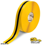 Mighty Line 2 in Yellow Tape with Black Center Line, 100 ft Roll, Safety Floor Tape