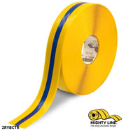 Mighty Line 2 in Yellow Tape with Blue Center Line, 100 ft Roll, Safety Floor Tape