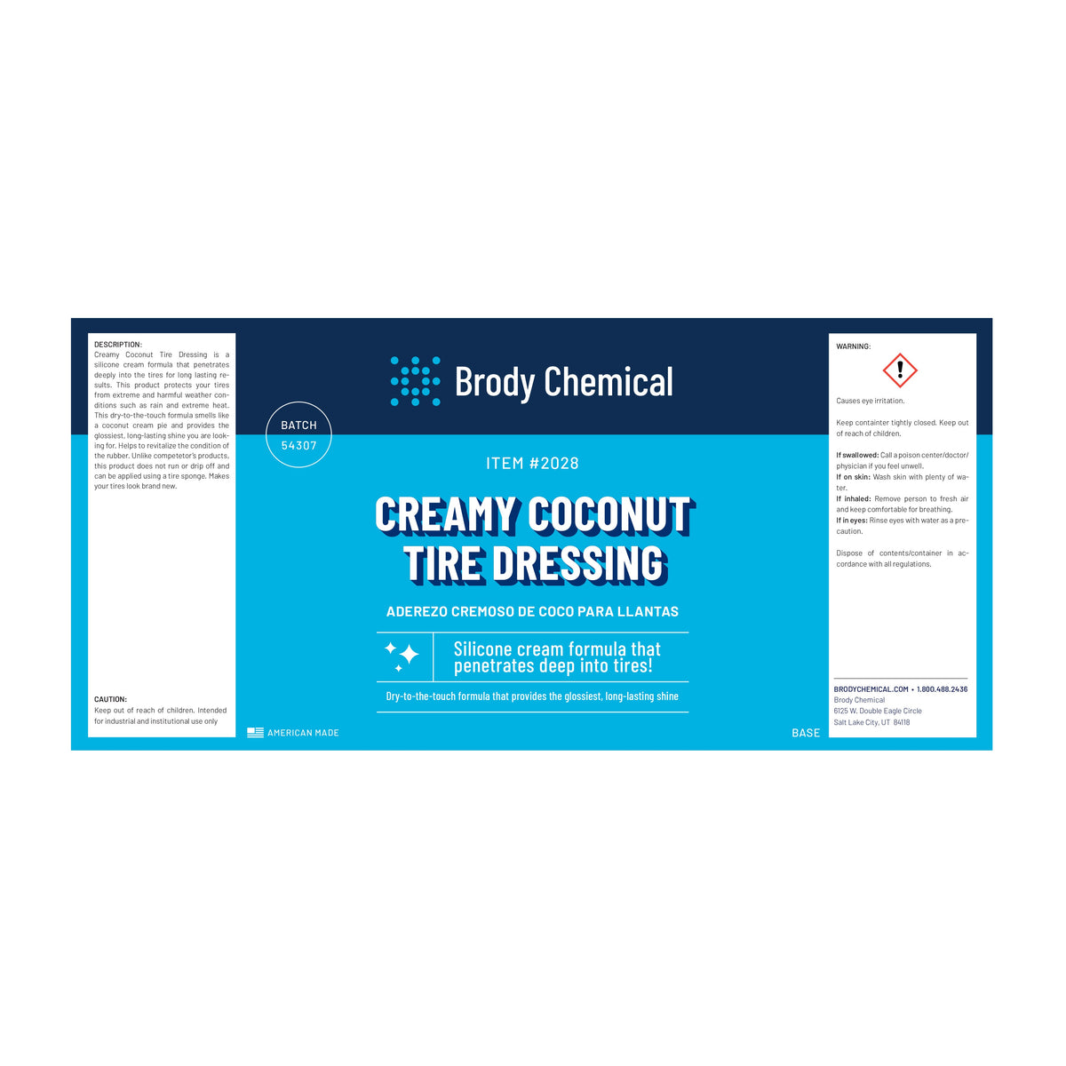 Brody Chemical 2028 Creamy Coconut Tire Dressing