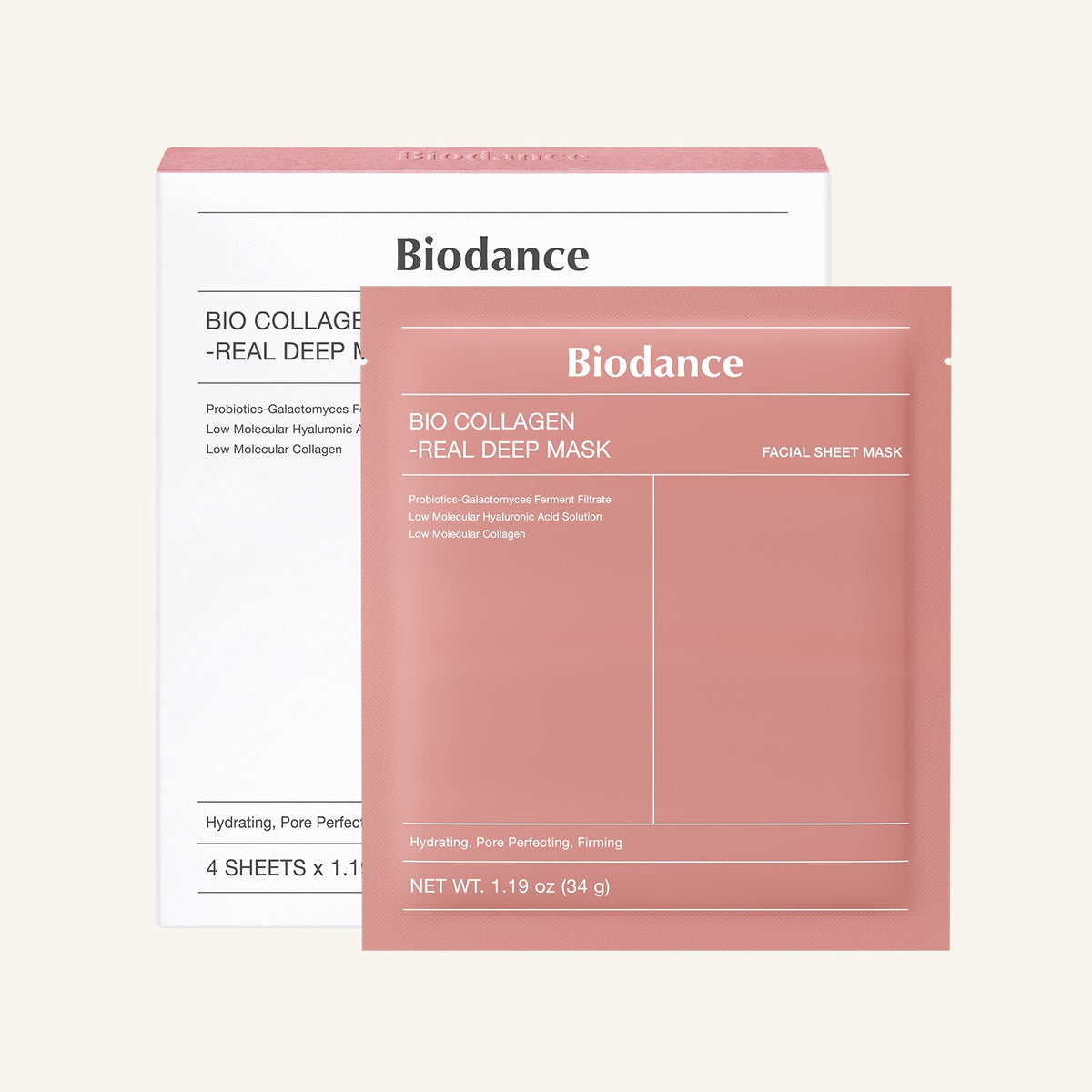 Biodance KSG-BIO-1025 Bio-Collagen Real Deep Mask, Overnight Hydrogel Face Mask, 4 Masks