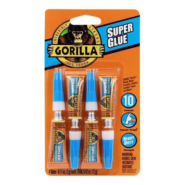 Gorilla KSG-GOR-1064 Super Glue, Clear, 4 x 3 g Tubes