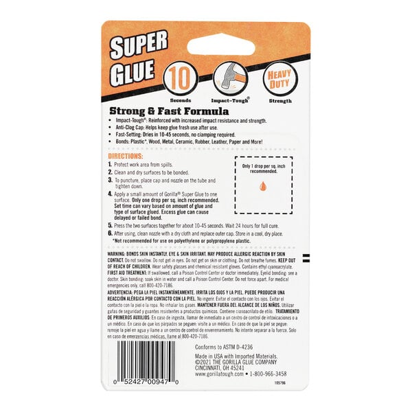 Gorilla KSG-GOR-1064 Super Glue, Clear, 4 x 3 g Tubes