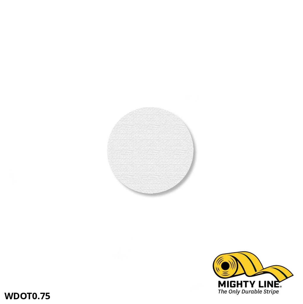 Mighty Line 3/4 in WHITE Solid DOT, Pack of 200, Floor Marking