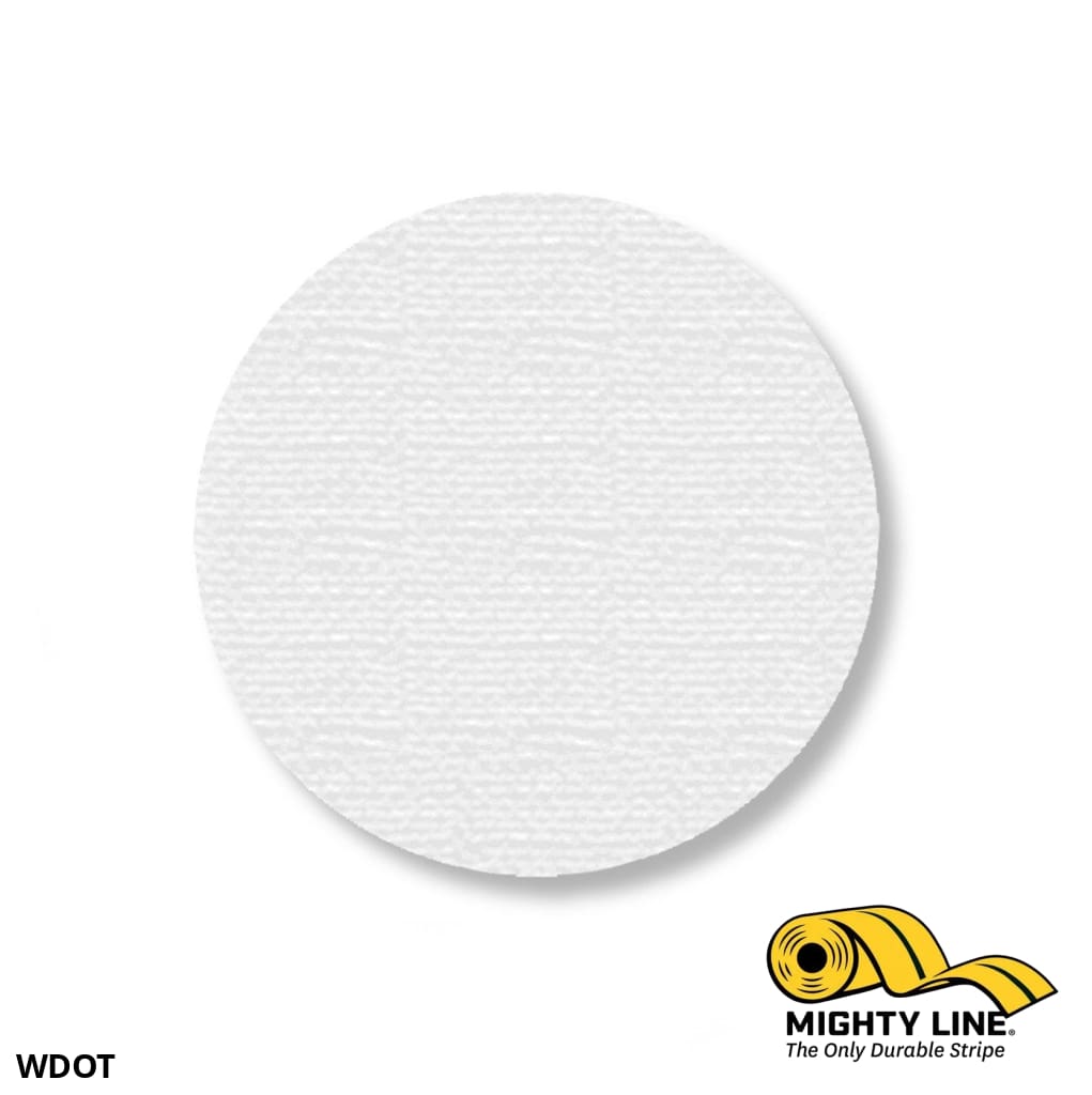 Mighty Line 3.5 in WHITE Solid DOT, Stand. Size, Pack of 100, Floor Marking