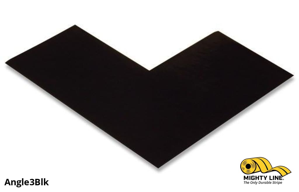 Mighty Line 3 in Wide Solid BLACK Angle, Pack of 100, Floor Tape & Floor Marking