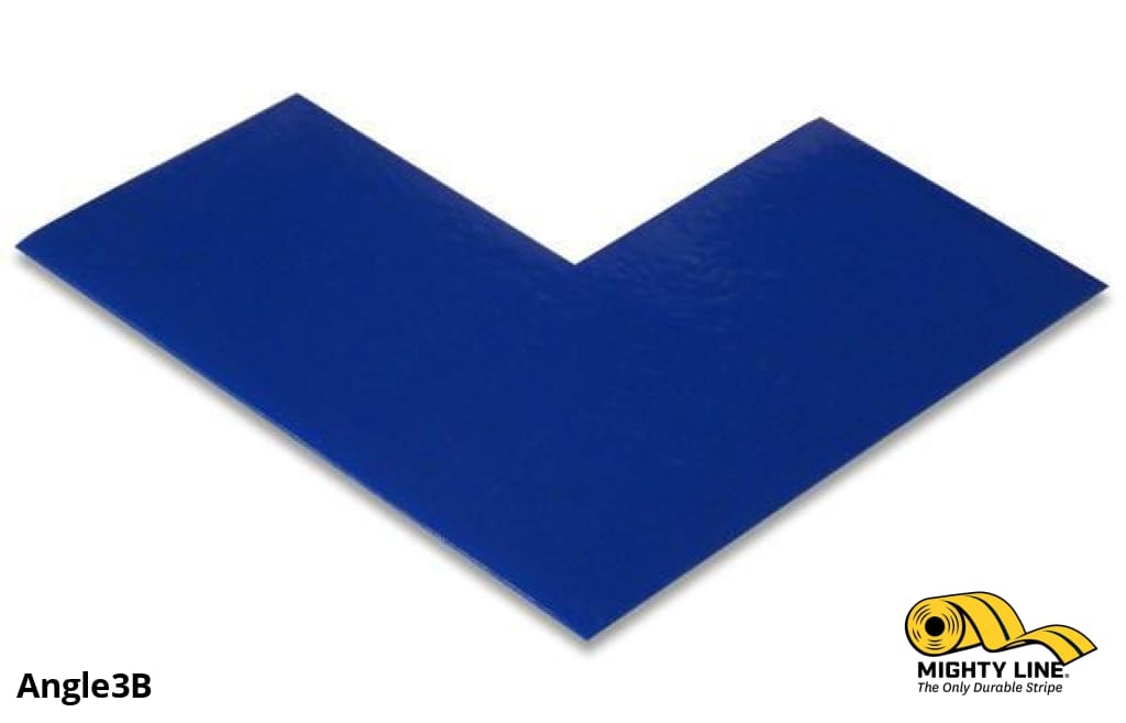 Mighty Line 3 in Wide Solid BLUE Angle, Pack of 100, Floor Tape & Floor Marking