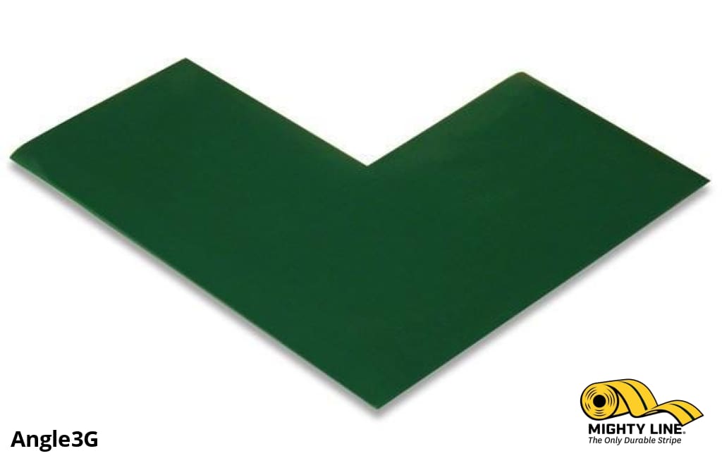 Mighty Line 3 in Wide Solid GREEN Angle, Pack of 100, Floor Tape & Floor Marking