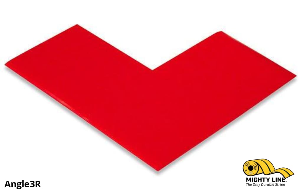 Mighty Line 3 in Wide Solid RED Angle, Pack of 100, Floor Tape & Floor Marking