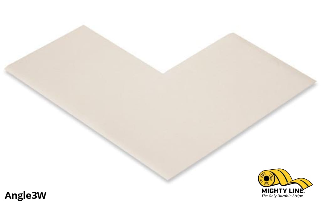 Mighty Line 3 in Wide Solid WHITE Angle, Pack of 100, Floor Tape & Floor Marking