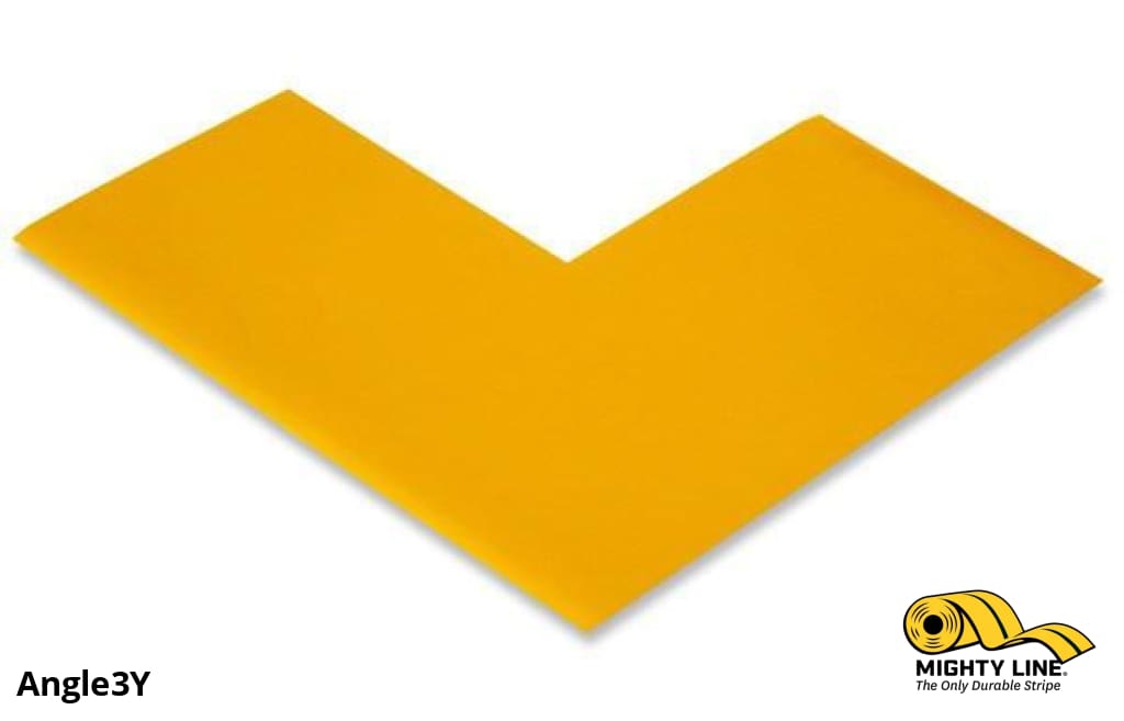 Mighty Line 3 in Wide Solid YELLOW Angle, Pack of 100, Floor Tape & Floor Marking