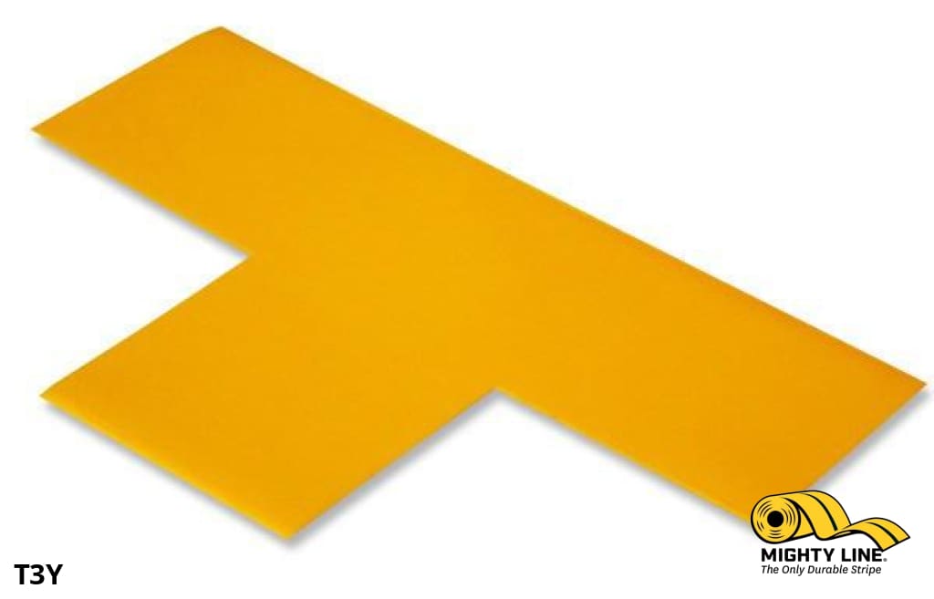 Mighty Line 3 in Wide Solid YELLOW T, Pack of 100, Floor Tape & Floor Marking