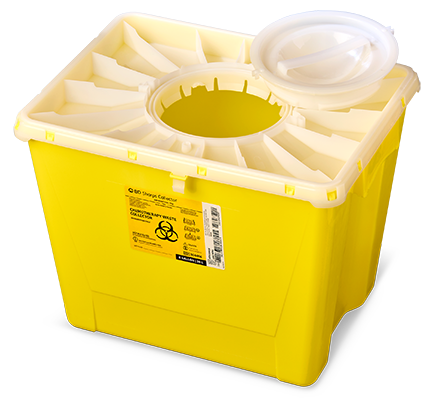 BD Sharps Collector Accessories: PGII Sharps Container, 8 Gallon, Duo Port Access Lid, Yellow, 9/cs