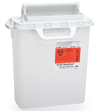 BD Recykleen Sharps Collectors, 3 Gallon, 15¾" x 13½" x 6", Counterbalanced Door, Pearl, 10/cs (12 cs/plt)
