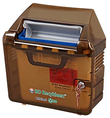 BD Sharps Collector Accessories: Recycled Brown Locking Wall Cabinet, Shield, 5.4 Qt (60 ea/plt)