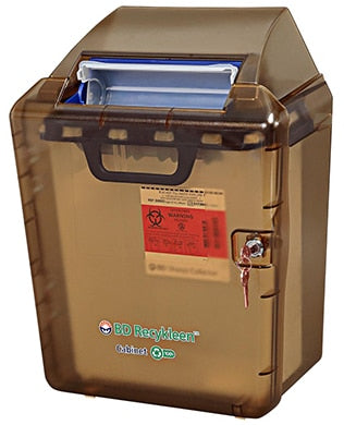 BD Sharps Collector Accessories: Recycled Brown Locking Wall Cabinet, Shield, 2/3 Gal