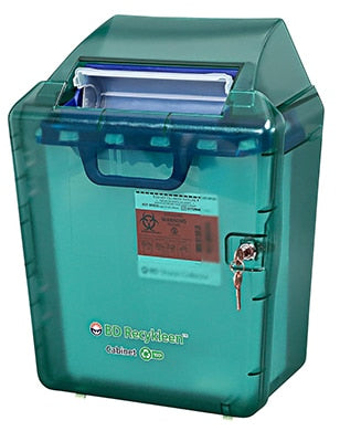 BD Sharps Collector Accessories: Recycled Green Locking Wall Cabinet, Shield, 2/3 Gal