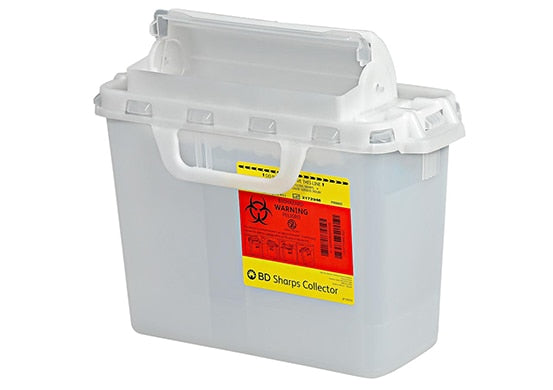 BD Patient Room Sharps Collectors, 2 Gallon, Next Generation, Counter Balanced Door, Pearl, 10/cs