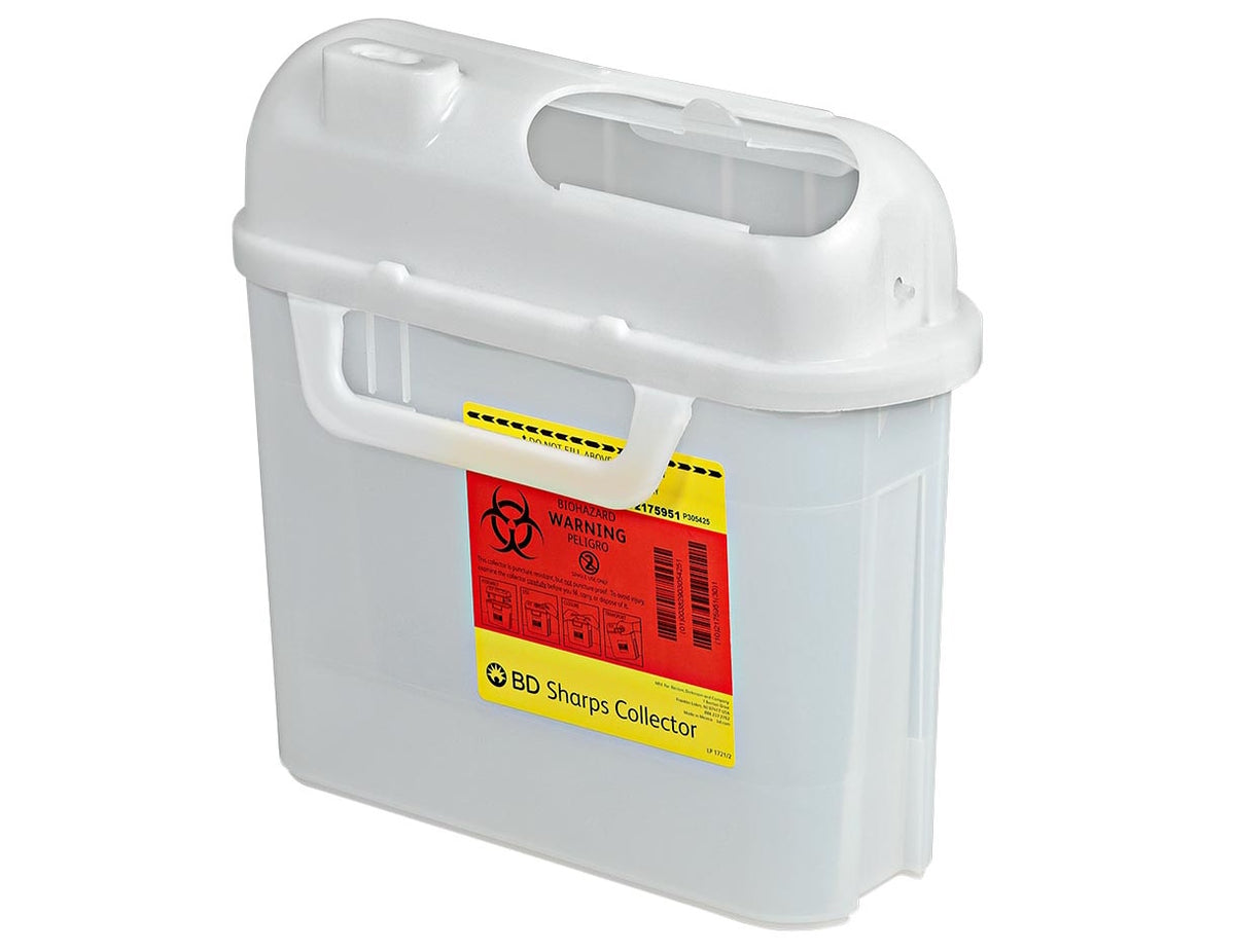 BD Patient Room Sharps Collectors, 5.4 Qt, Side Entry, Counter Balanced Door, Pearl, 12/cs (16 cs/plt)