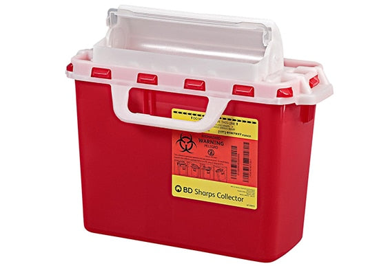 BD Patient Room Sharps Collectors, 2 & 3 Gallon, Next Generation, Counter Balanced Door, Red, 10/cs