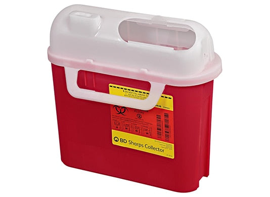 BD Patient Room Sharps Collectors, 5.4 Qt, Side Entry, Red, 20/cs (12 cs/plt)