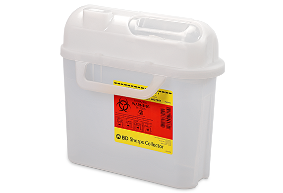 BD Patient Room Sharps Collectors, 5.4 Qt, Side Entry, Pearl, 20/cs (8 cs/plt)