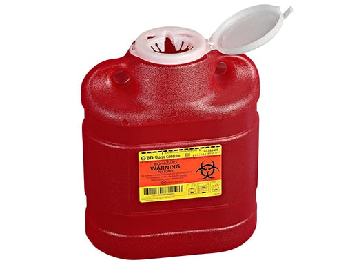 BD Multi-use One-piece Sharps Collectors, 6.9 Qt, Medium, Red, 12/cs (15 cs/plt)