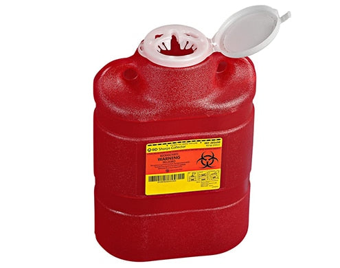 BD Multi-use One-piece Sharps Collectors, 8.2 Qt, Medium, Red, 12/cs (15 cs/plt)