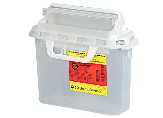 BD Patient Room Sharps Collectors, 5.4 Qt, Next Generation, Counter Balanced Door, Clear, 20/cs (8 cs/plt)
